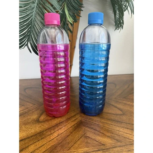 Aladdin 2 Way Lid Water Vessel Drink Bottle 18 oz Add Ice Easy Clean Blue & Pink - Picture 1 of 4